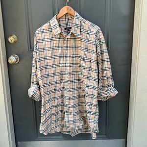 Vintage Burberry Plaid Button Up Shirt Mens Size XL